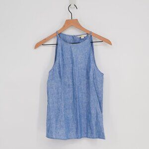 Boden Halter Neck Linen Tank Top Blue Women's 4 Lightweight Chambray Sleeveless